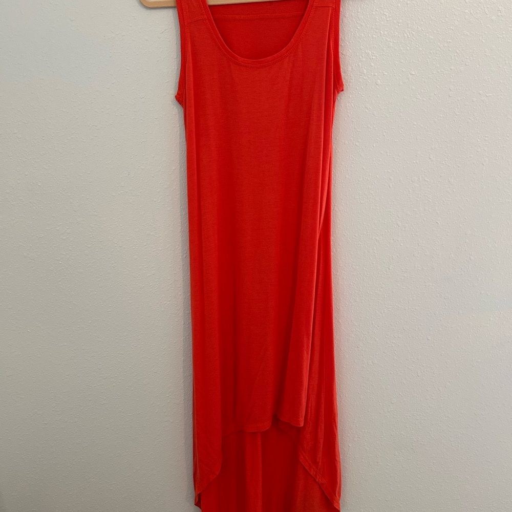 Sleeveless Coral Maxi Dress with Scoop Neck